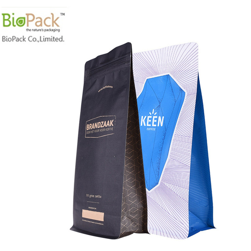 Cornstrach có thể phân hủy Quảng trường vuông đứng Bag Up Túi tùy chỉnh với Ziplock trên đầu