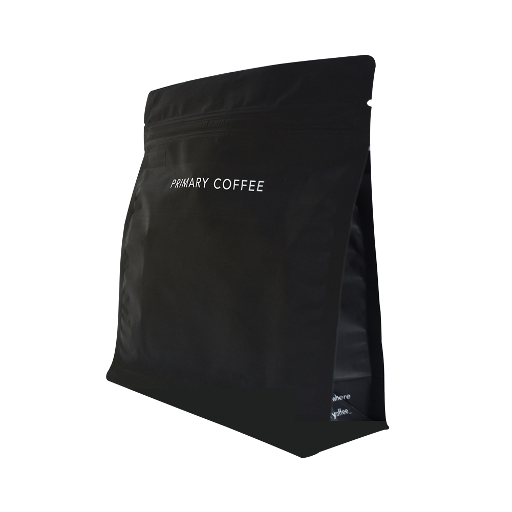 Kualitas baik pencetakan khusus matt matt aluminium kotak kantong kopi bawah dengan katup dan ritsleting 