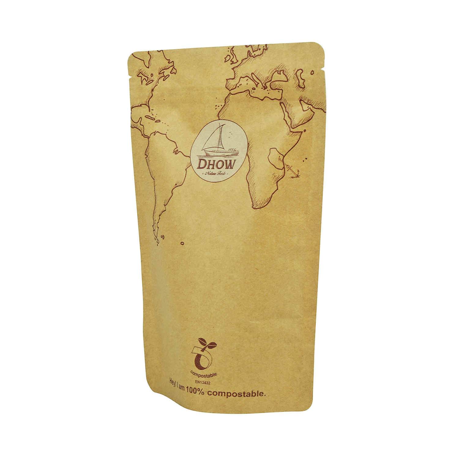Bolsa de impressão digital com compasso de chá com compôs de papel compostável