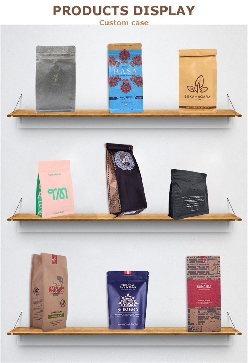 Food Grade Recycled Paper Matte Finish Flat Bottom Coffee Bag for Sale