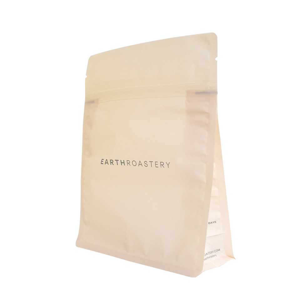 Colorful Block Bottom Recycle White Kraft Coffee Bag Matte Finish