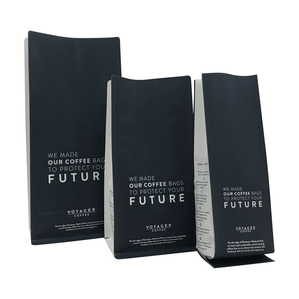 Eco Food Grade 1 Kilo Compostable Kraft Paper Biodegradable Flat Bottom Coffee Bag with Valve