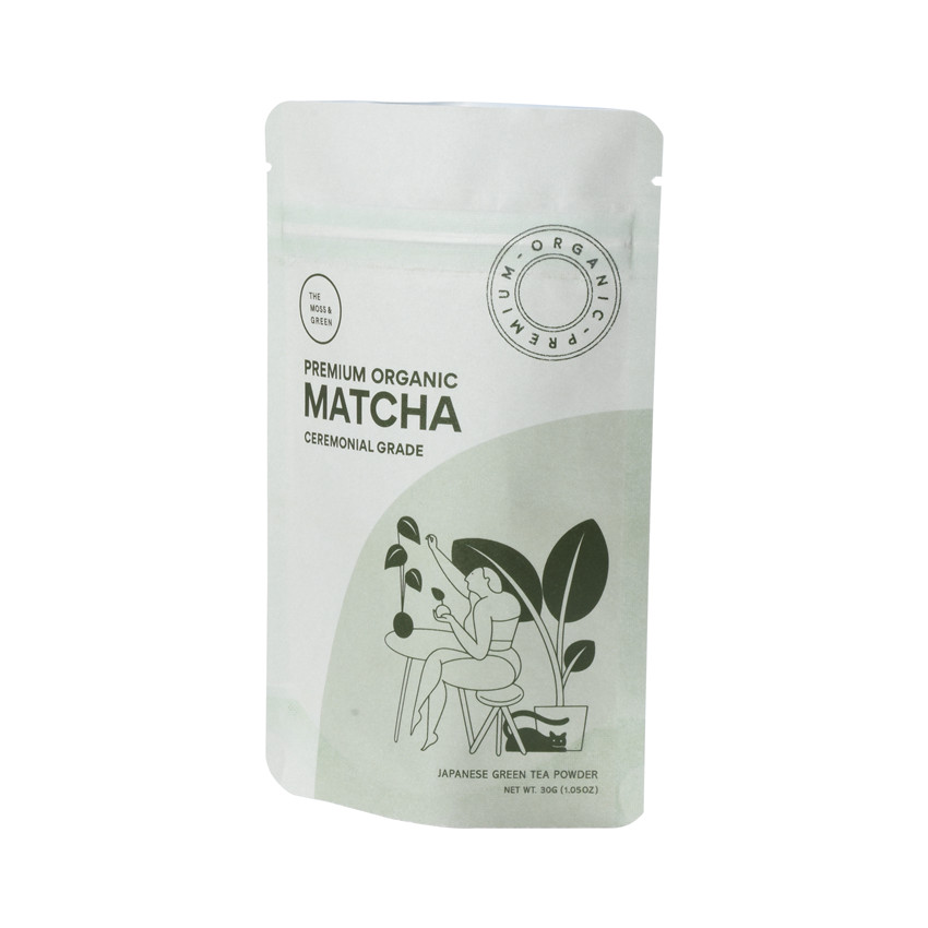 Environmentally Friendly Organic Plastic Free Standing Zipper Paper Flat Bottom Empty Tea Bags