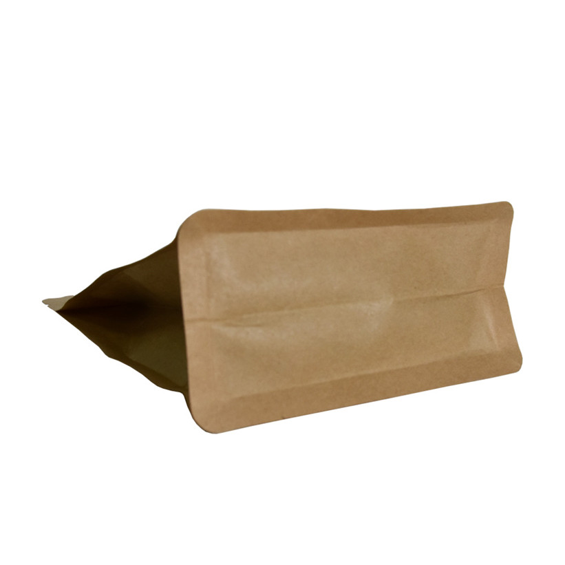 Customized Laminated Material Renewable Resources Designed Glossy Black Brown Kraft Bag