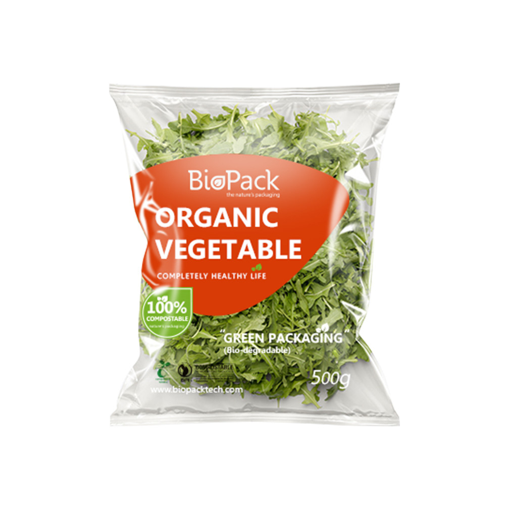 Heat Sealed Barrier Printed Clear PLA Compostable Leafy Greens