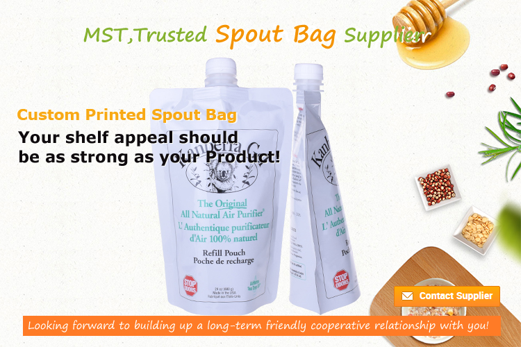 500ml Biodegradable Liquid Packaging Containers Foil Spouted Stand Up Pouch with Spout