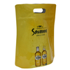 Drinks Bottle Bag Pack Gift Packaging Custom Good Toughness Resealable Zipper Bag With Handle Cut Doypack Standing Pouch