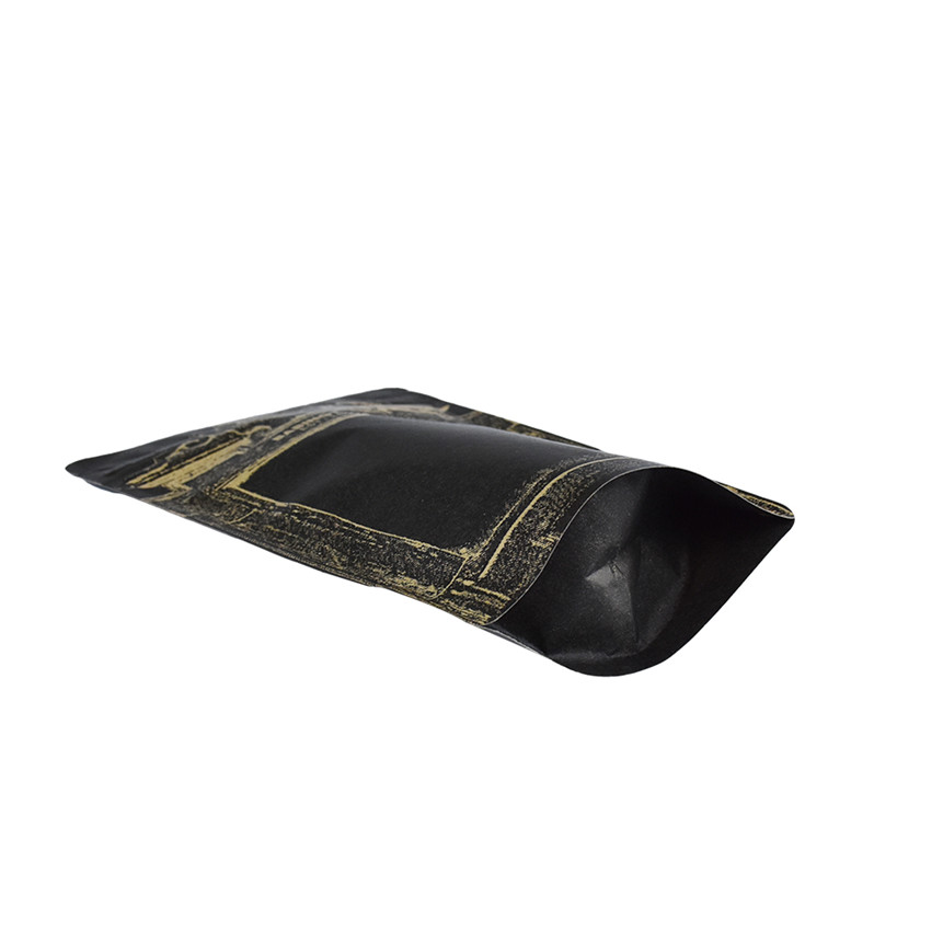 Full Black Custom Design Printing Kraft Paper Tea Bag With Ziplock