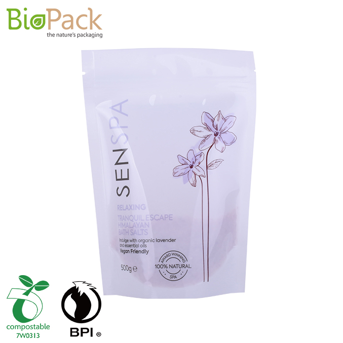 Custom Size Design Biodegradable Food Bags Stand Up Compostable Salt Packaging Bag with Zipper