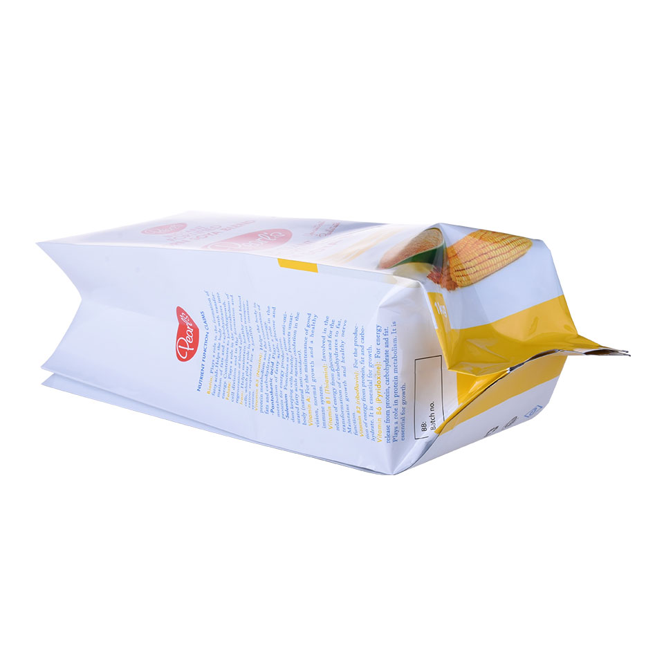 Food Contact Paper Side Gusset Pouch Flour Sealable Packaging 1lb Natural Kraft Printing Custom Powder Storage Bag