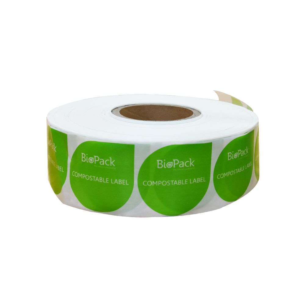 Compostable PLA Custom Sitcker Labels Tearable Logo Printed Eco Pack For Stock Unprinted Bag