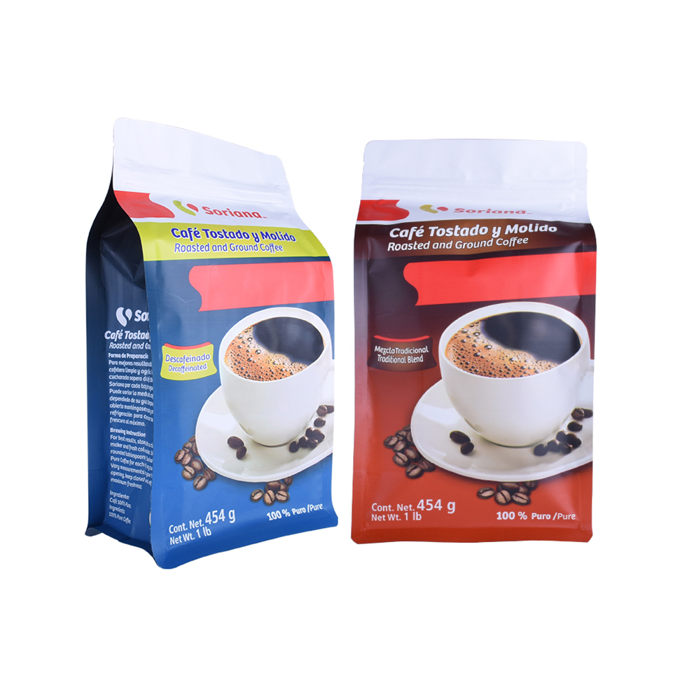 Inventory Foil Lined Resealable Compostable Flat Bottom Packag Compostable Coffee Bag