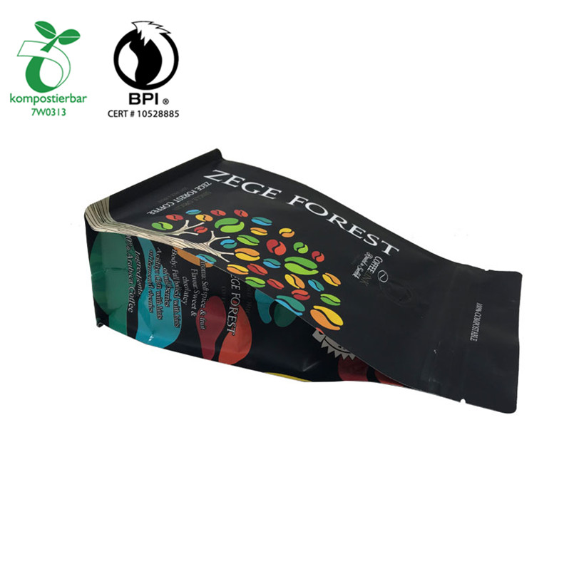 Custom matt printing wholesale decompose cornstarch bag for coffee packing with zipper and valve from China