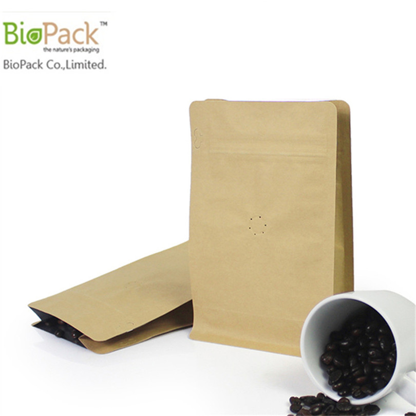 Custom 250g 500g 1kg food ziplock Biodegradable kraft bag with ziplock for coffee/tea from China