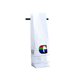 Biodegradable Corn Starch Gusset Pouch White Printed Custom Design Gravure Printing Flexible Ground Coffee Bag