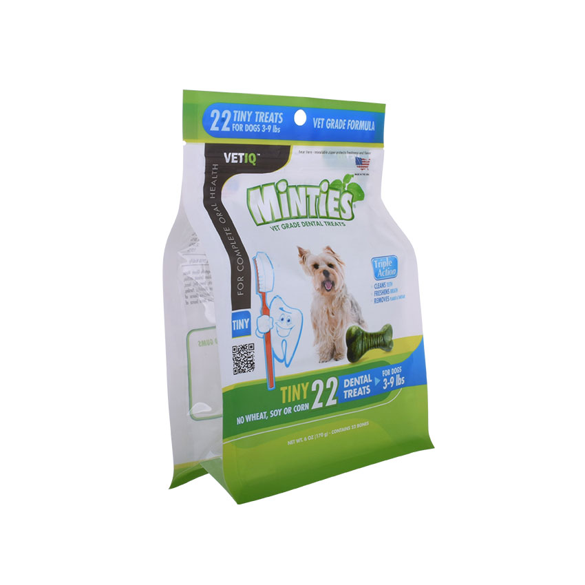 Aluminum Square Bottom Pet Treats Packaging Custom Printing Resealable Zipper Food Bag