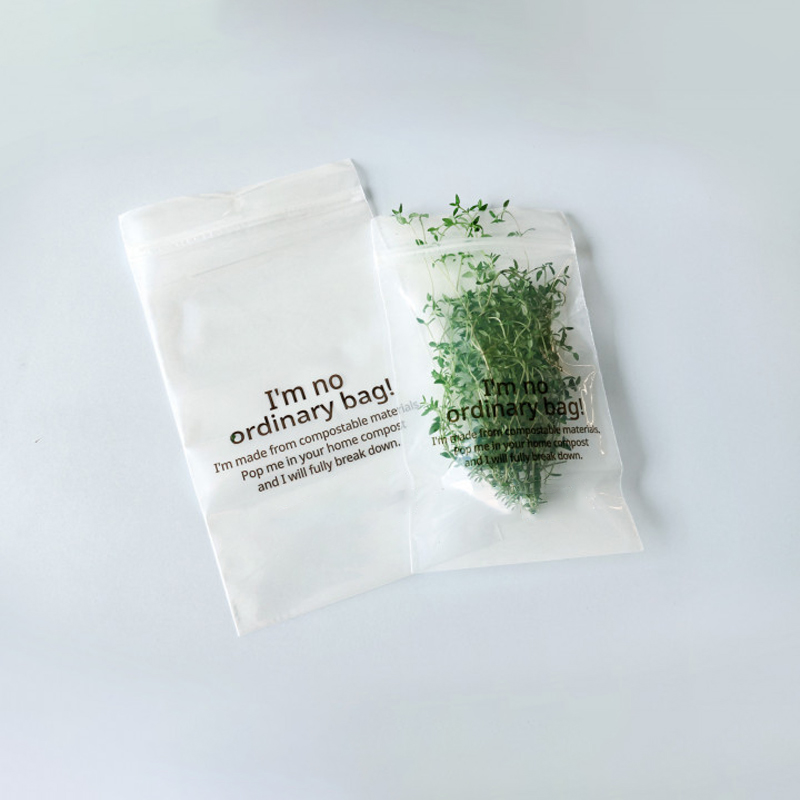 Emballage de légumes compostable sac plat PBAT avec fermeture éclair