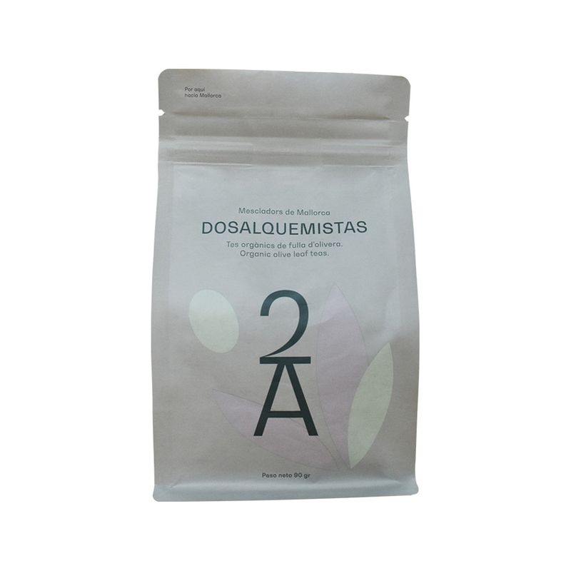 Customized Logo Kraft Paper Plant Based Compostable Packaging with Zipper Manufacturers