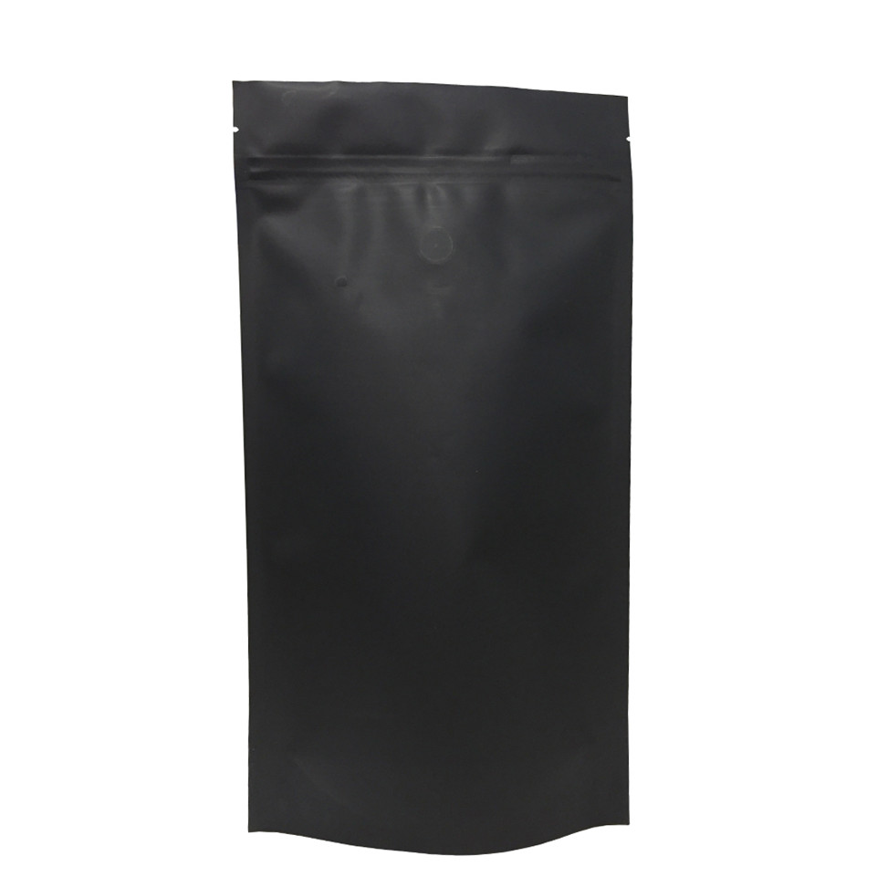 Double Zipper Full Gloss Finish K Bottom Seal Black Coffee Bag with Tear Notch