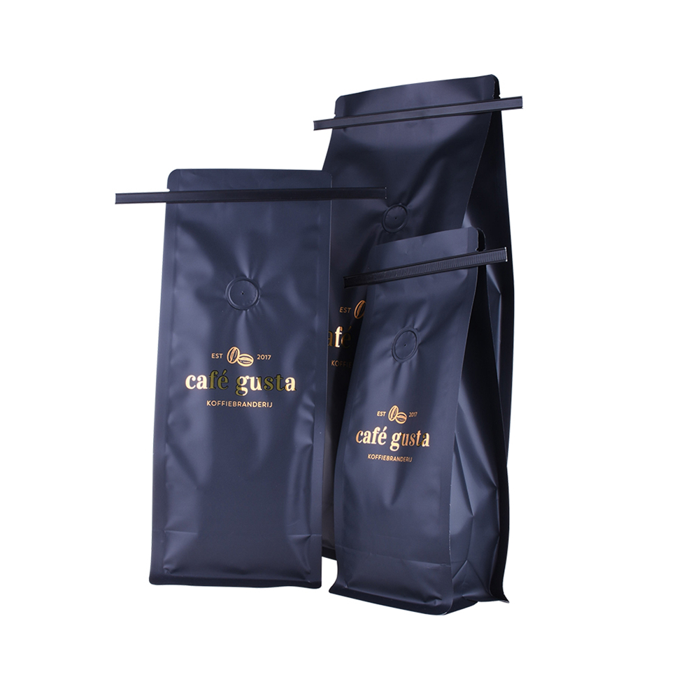 Eco-friendly Tin Tie Packaging 100% Biodegradable Flat Bottom Coffee Bag with Valve