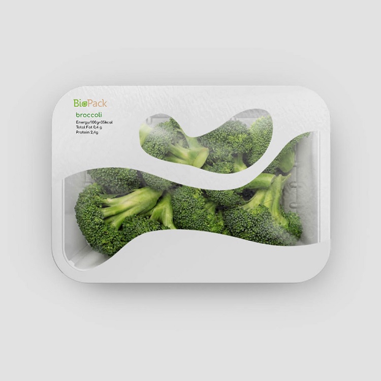 Wholesale Custom Printing Biodegradable Kraft Paper Side Mesh Vision Fresh Produce Bags
