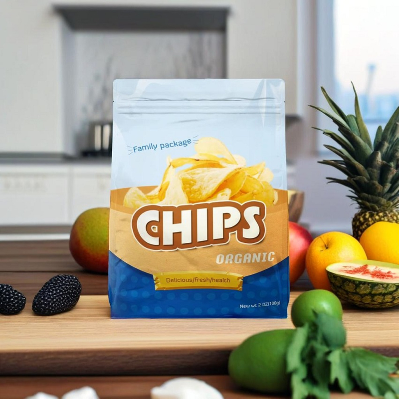 Laminated Gusseted Bottom Custom 8 Oz Biodegradable Chip Bags Wholesale