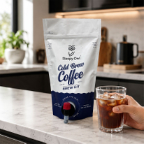 Cold Brew Coffee Beverage Pouch with Dispensing Valve