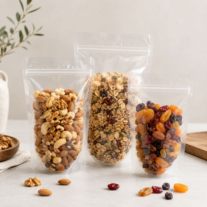 Clear Stand Up Pouches with Zipper Wholesale