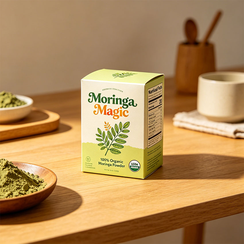 Organic Moringa Powder Pouch Packaging