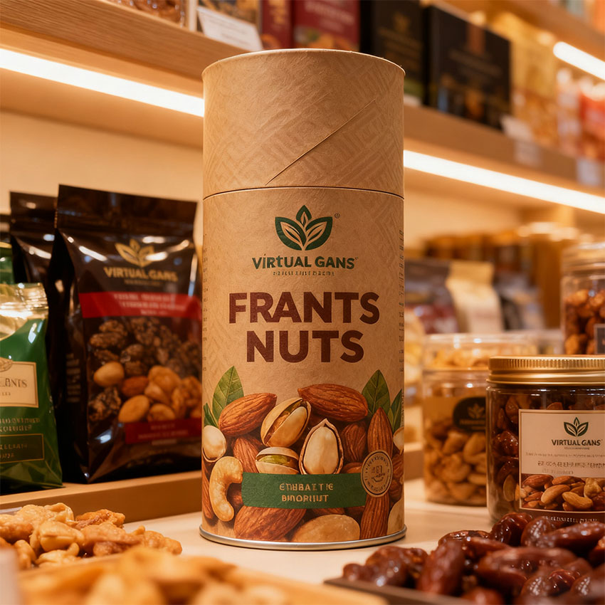 Biodegradable Small Cardboard Cylinder Box for Mixed Nuts