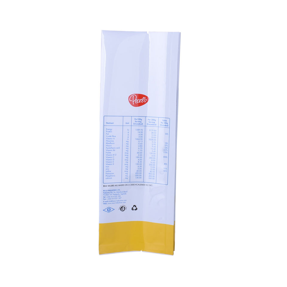Food Contact Paper Side Gusset Pouch Flour Sealable Packaging 1lb Natural Kraft Printing Custom Powder Storage Bag