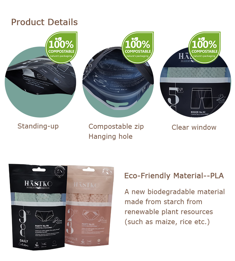 Home Compostable Underwear/Socks Slider Bag - Buy Product on Dongguan  Biolegeen Biodegradable Material Technology Co.,Ltd.