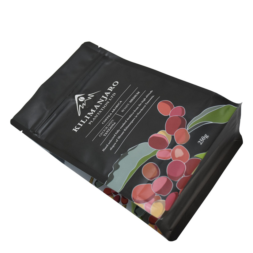Matte Printing Flat Bottom Resaelable Pouch For Arabian Coffee Bean Side Sealed Packaging