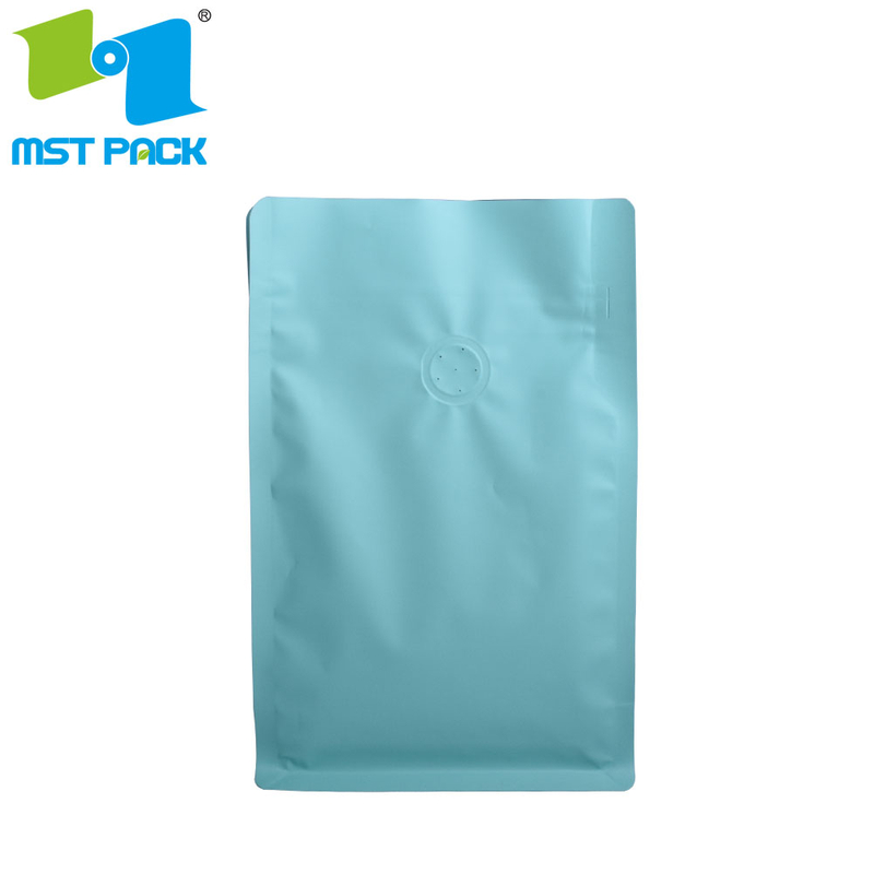 100% Recyclable Customized Printing Packaging Flat Bottom Coffee Bag with Valve for Grounded Coffee