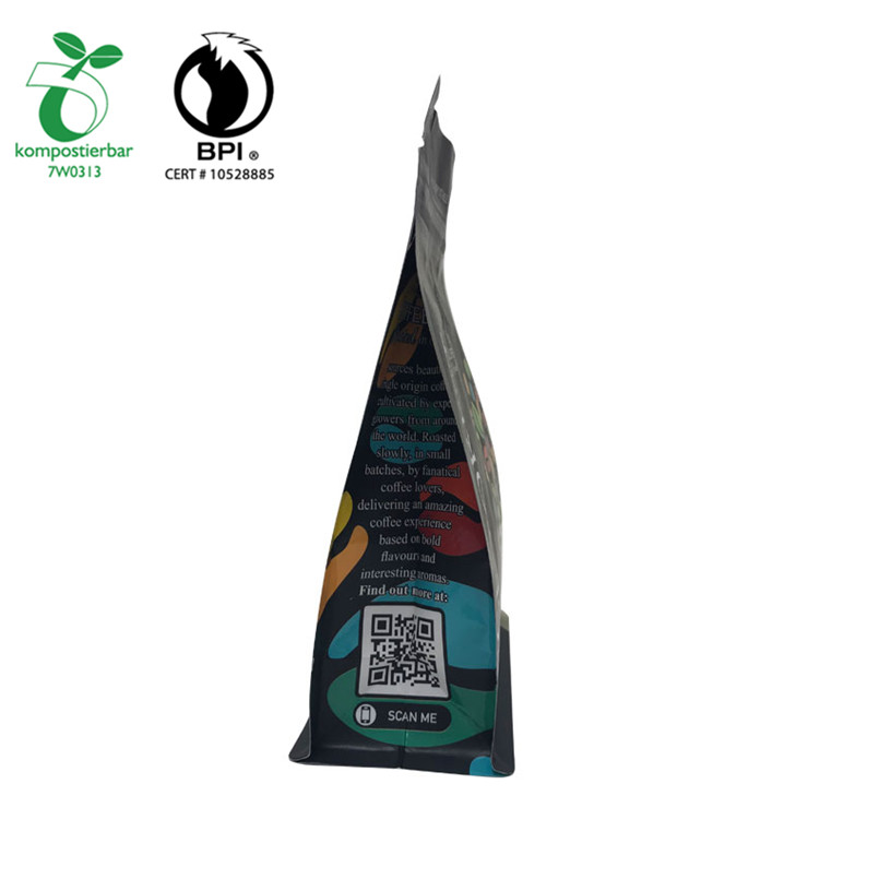 Custom matt printing wholesale decompose cornstarch bag for coffee packing with zipper and valve from China