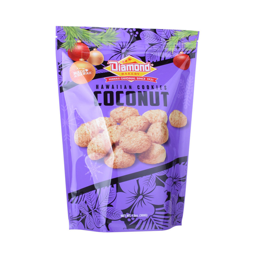 Chauffage de chauffage zip stand up sac Cookies de collation reclosé pour les aliments secs