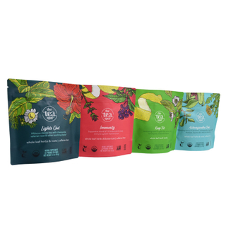 Customized Full Printing Biodegradable Food Grade Tea Packaging Bag with Resealable Ziplock