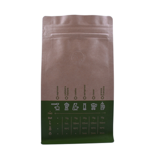 Eco Friendly Customized Printing Kraft Paper Packaging Compostable Flat Bottom Coffee Bag with Resealable Zipper
