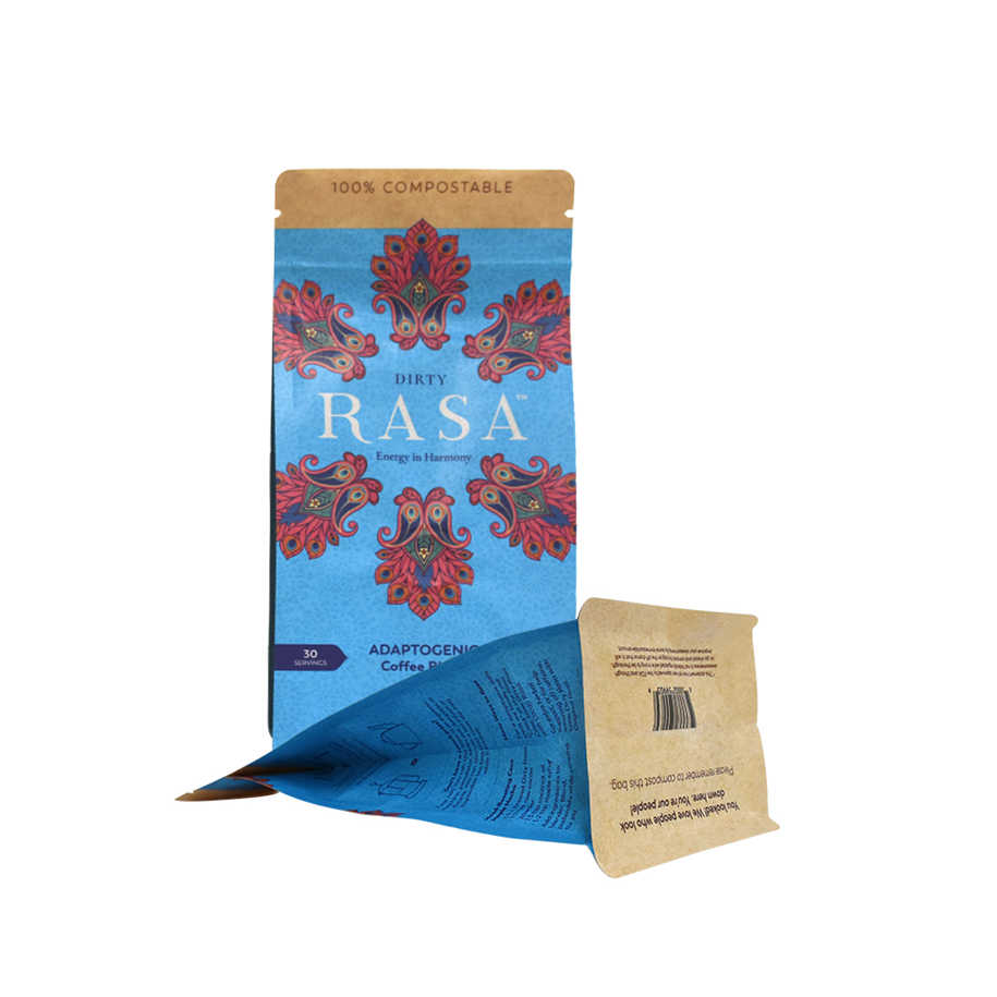 Custom Design Glossy Finish Biodegradable Granola Bar Packaging 250G Coffee Bags Zip Wholesalers
