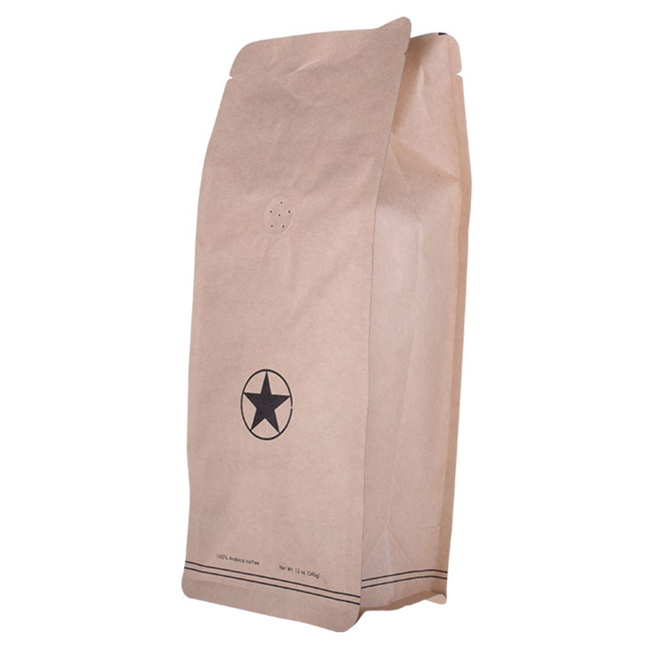 Double Zipper Offset Printing Rough Matte Kraft Paper Coffee Pouch Tear Notch