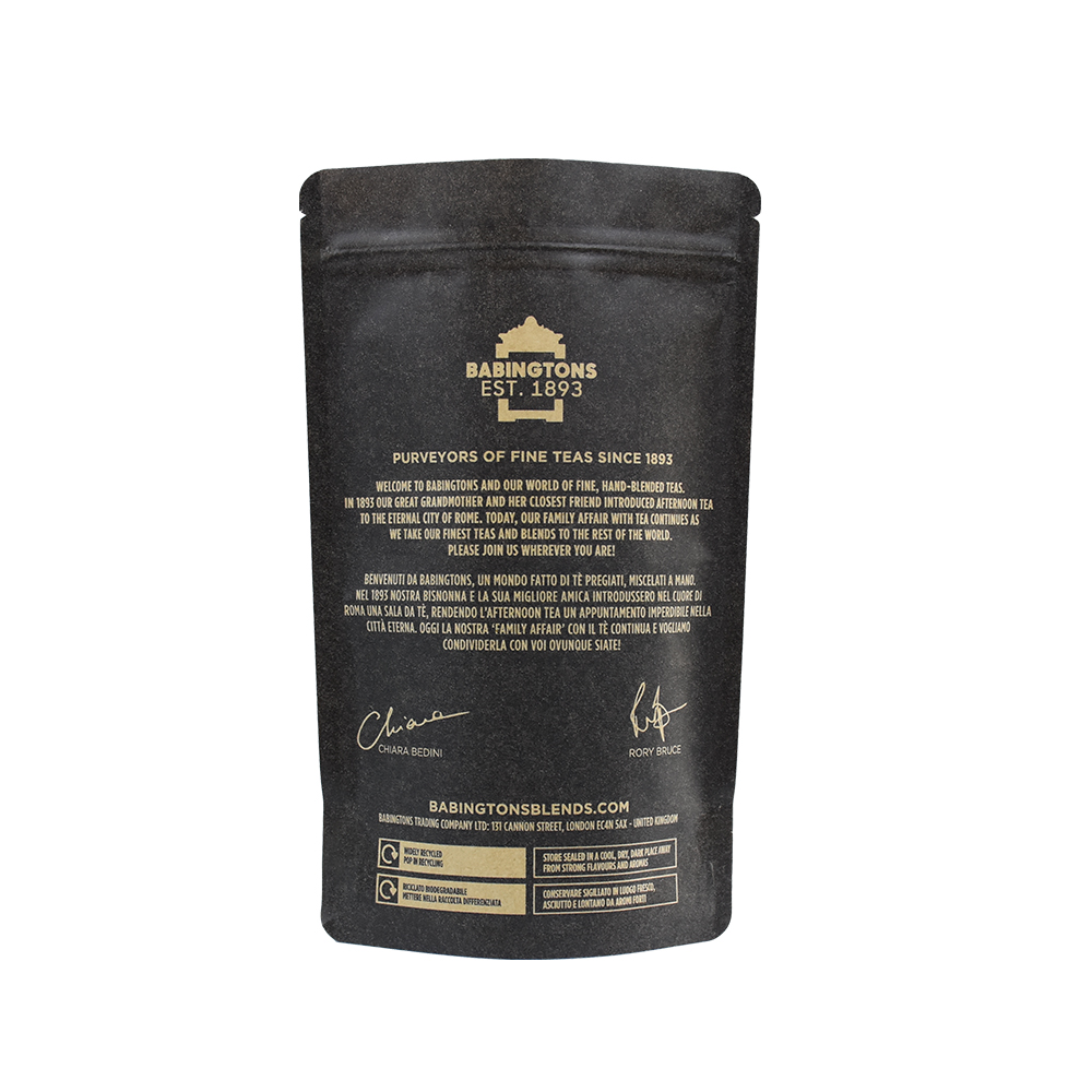 100% Home Compostable BiodegradableKraft Paper Tea Packaging Bag with Ziplock
