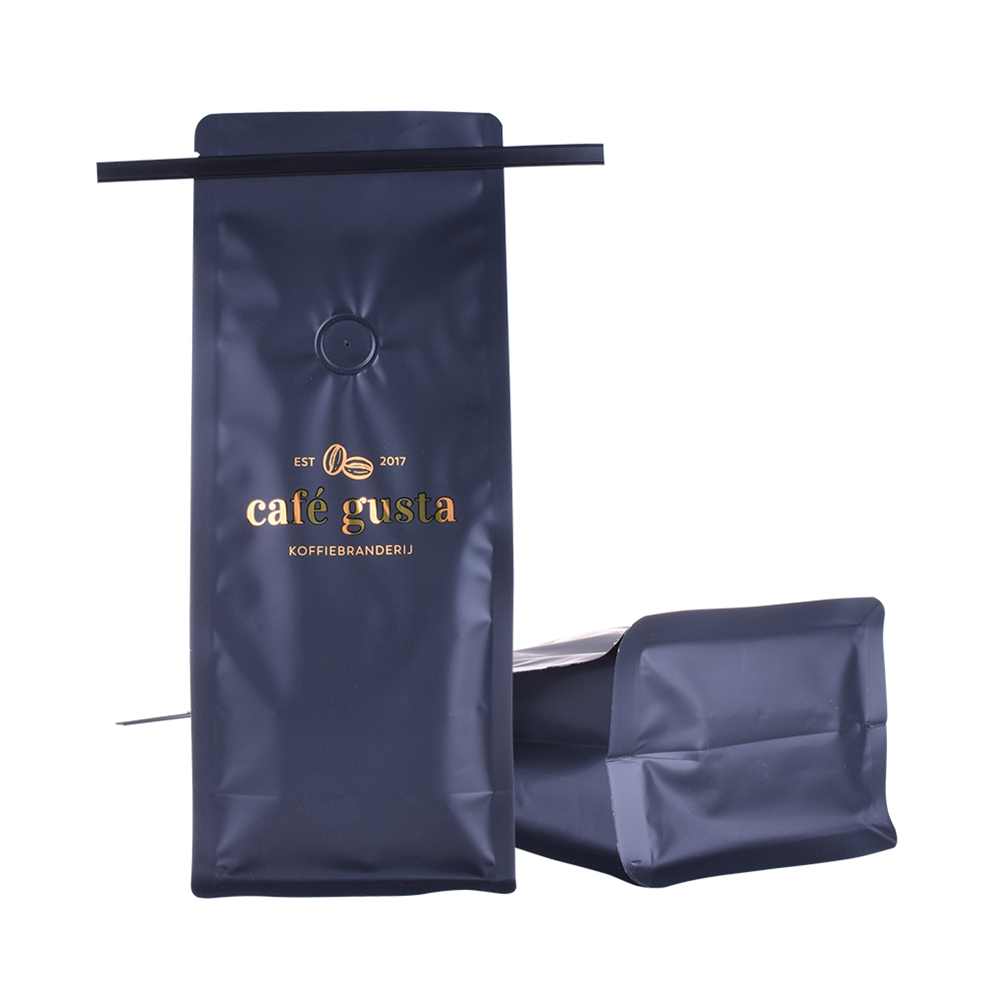 Eco-friendly Tin Tie Packaging 100% Biodegradable Flat Bottom Coffee Bag with Valve