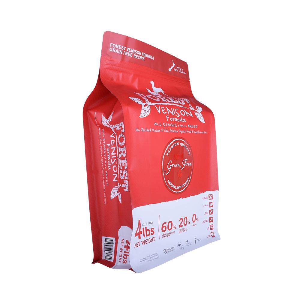 Flat Bottom Resealable Pet Food Packaging Printed Bag