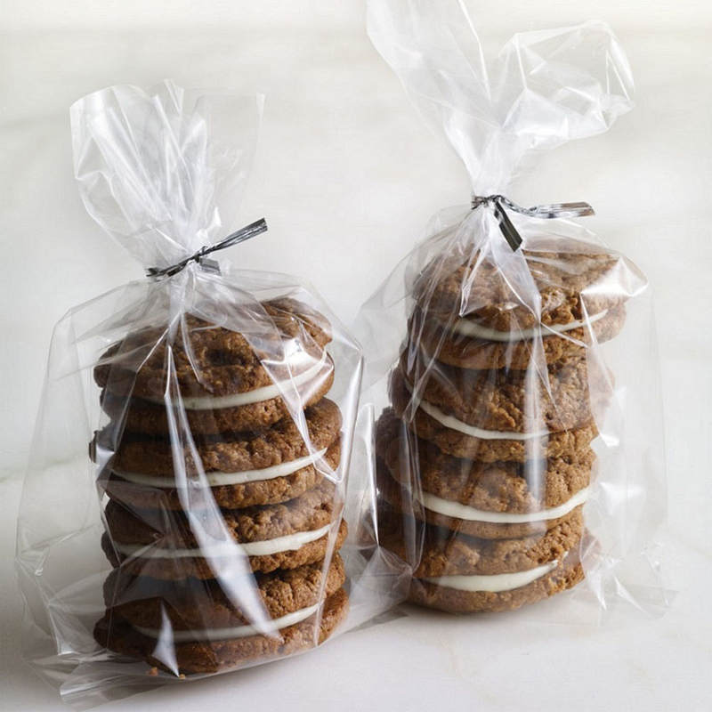 Bio Compostable Resealable Gusseted Cellophane Clear Bags Wholesale for Oatmeal CremePies