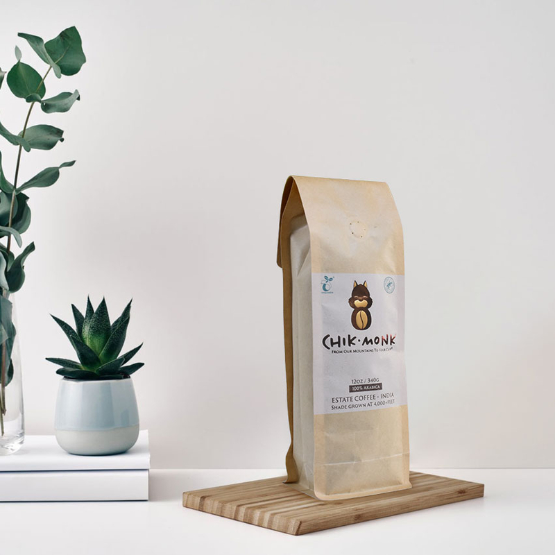 Empty Custom Sealable Recycling Brown Paper Hot Stamp Coffee Bags