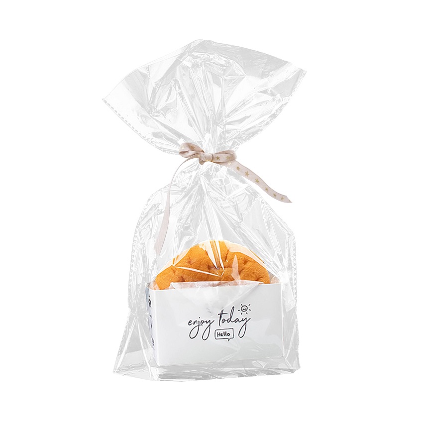 BPA Free Gusseted Bottom Clear Compostable Cellophane Bags for Bread with Twist Ties