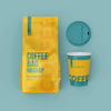 Custom Branding Design Flexible Side Gusset Bottom Coffee Yellow Packaging