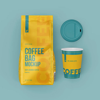 Custom Branding Design Flexible Side Gusset Bottom Coffee Yellow Packaging