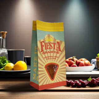 Food Safe Customized Brown SOS Tortilla Chips Paper Bag with Shaped Window