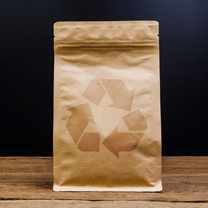 Cheap Laminated Block Bottom Recyclable Brown Paper Coffee Bags with Valve